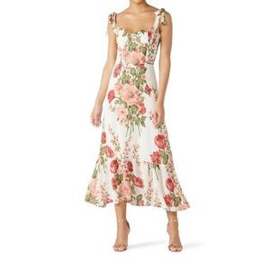 Reformation Nikita Etienne Floral Midi Dress Ivory Size 0